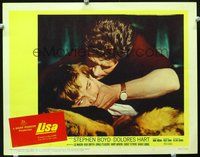 4c423 LISA LC #3 '62 Stephen Boyd holds hand over Dolores Hart's mouth while laying on ground!