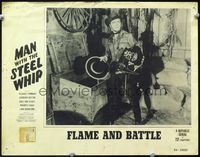 4c465 MAN WITH THE STEEL WHIP chap 6 LC '54 serial, cool image of Richard Simmons, Flame & Battle!