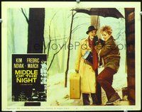 4c491 MIDDLE OF THE NIGHT movie lobby card #5 '59 great image of Kim Novak & Fredrich March!