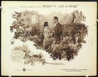 4c494 MIGHTY LAK' A ROSE movie lobby card '23 really cool image of couple in garden!