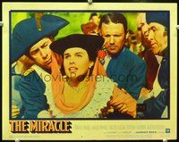 4c496 MIRACLE movie lobby card #6 '59 close-up of Carroll Baker being held by soldiers!