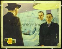 4c505 MR. MOTO'S GAMBLE lobby card '38 smirking Asian detective Peter Lorre in hospital with doctor!