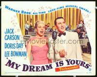 4c512 MY DREAM IS YOURS LC #6 '49 great c/u of Lee Bowman & sexy Doris Day singing into microphone!