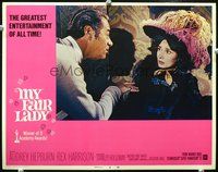 4c513 MY FAIR LADY movie lobby card #7 R69 close-up of Audrey Hepburn, Rex Harrison!