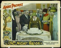 4c538 NIGHT BRIDE movie lobby card '27 great image of Marie Prevost blowing out birthday cake!