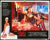4c539 NIGHT GAMES movie lobby card #6 '80 close-up of sexy Cindy Pickett in wild outfit!