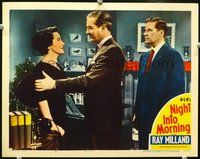 4c540 NIGHT INTO MORNING movie lobby card #7 '51 alcoholic Ray Milland, Nancy Davis!