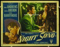 4c542 NIGHT SONG movie lobby card #4 '48 great image of Dana Andrews & beautiful Merle Oberon!