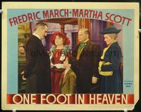 4c557 ONE FOOT IN HEAVEN movie lobby card '41 cool image of minister Fredric March, Martha Scott!