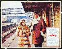 4c562 OTLEY movie lobby card #4 '69 Tom Courtenay, sexy Romy Schneider in fur coat!
