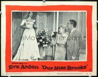 4c564 OUR MISS BROOKS movie lobby card #8 '56 school teacher Eve Arden shopping for wedding dress!