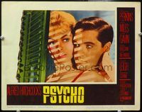 4c618 PSYCHO lobby card #1 '60 great close image of Janet Leigh & John Gavin by window with shadows!