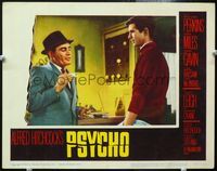 4c619 PSYCHO LC #2 '60 Alfred Hitchcock, Martin Balsam quizzes Anthony Perkins at the Bates Motel!