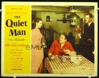 4c633 QUIET MAN LC #5 '51 John Wayne brings flowers to Maureen O'Hara, Victor McLaglen watches!