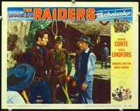 4c639 RAIDERS movie lobby card #5 '52 Richard Conte, someone's about to hang!