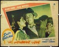 4c685 SALTY O'ROURKE LC #1 '45 great close up of Alan Ladd holding gun & smiling at Gail Russell!