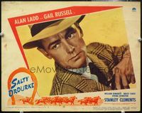 4c686 SALTY O'ROURKE LC #7 '45 great super close up of Alan Ladd drawing gun from his jacket!