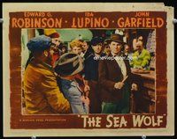 4c697 SEA WOLF movie lobby card '41 Edward G Robinson, Ida Lupino, great image of bar fight!