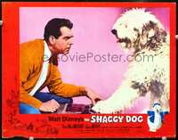 4c716 SHAGGY DOG movie lobby card '59 Disney, great image of Fred MacMurray playing checkers w/dog!