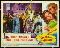 4c738 SINBAD THE SAILOR LC #5 '46 Douglas Fairbanks Jr. talks joyously to the Sultan on horse!