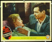 4c758 SOMEWHERE I'LL FIND YOU movie lobby card '42 Clark Gable ministers to sick Lana Turner in bed!