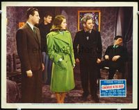 4c760 SOMEWHERE IN THE NIGHT movie lobby card '46 John Hodiak, pretty Nancy Guild, film noir!