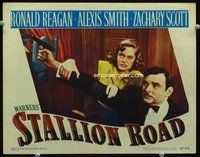 4c779 STALLION ROAD movie lobby card '47 great image of Alexis Smith & Zachary Scott in peril!