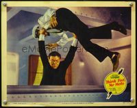 4c845 THINK FAST MR. MOTO lobby card '37 great image of crazed Peter Lorre throwing man overboard!