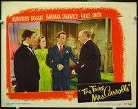 4c894 TWO MRS. CARROLLS LC #2 '47 Barbara Stanwyck watches Humphrey Bogart grab Nigel Bruce's arm!