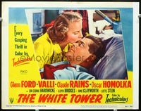 4c968 WHITE TOWER movie lobby card #8 '50 close-up of Glenn Ford being kissed by Alida Valli!