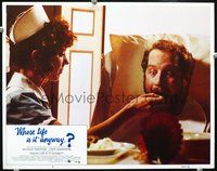 4c969 WHOSE LIFE IS IT ANYWAY lobby card #4 '81 paralyzed Richard Dreyfuss being fed by nurse!