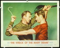 4c986 WRECK OF THE MARY DEARE movie lobby card #6 '59 Gary Cooper struggles with Charlton Heston!
