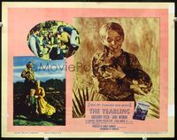 4c989 YEARLING movie lobby card #7 '46 Gregory Peck, Jane Wyman, Claude Jarman Jr. holds baby deer!