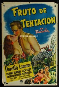 4e004 BEYOND THE BLUE HORIZON Argentinean '42 sexy Dorothy Lamour & Richard Denning in loincloth!