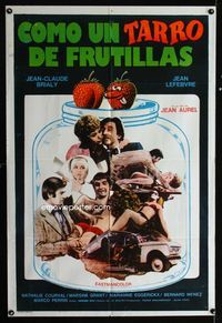4e012 COMME UN POT DE FRAISES Argentinean poster '74 Jean-Claude Brialy, wacky French comedy!