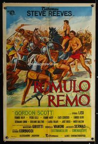 4e029 DUEL OF THE TITANS Argentinean '63 Corbucci, Steve Reeves & Gordon Scott as Romulus & Remus!