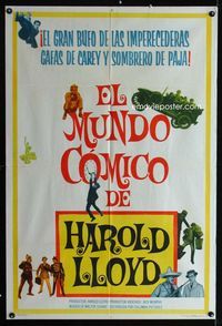 4e036 HAROLD LLOYD'S WORLD OF COMEDY Argentinean poster '62 one of the great comics at his best!