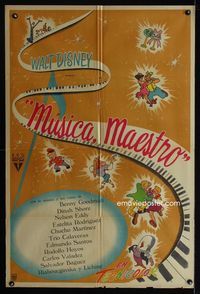 4e048 MAKE MINE MUSIC Argentinean '46 Walt Disney full-length cartoon, wonderful piano musical art!