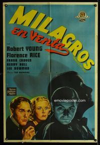 4e055 MIRACLES FOR SALE Argentinean '39 spooky image of Robert Young, directed by Tod Browning!
