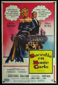 4e058 MONTE CARLO STORY Argentinean '57 Dietrich, Vittorio De Sica, high stakes, low cut gowns!