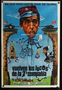 4e068 NOW WHERE DID THE 7TH COMPANY GO Argentinean '73 wacky art of Jean Lefebvre between 2 tanks!