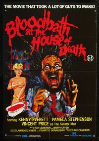 4d331 BLOODBATH AT THE HOUSE OF DEATH Australian 1sh '84 Vincent Price, great wacky sexy artwork!
