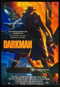 4d337 DARKMAN Australian one-sheet poster '90 Sam Raimi, cool artwork of masked hero Liam Neeson!
