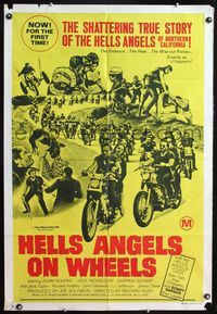 4d344 HELLS ANGELS ON WHEELS Aust 1sh '67 biker gangs, Adam Roarke, Jack Nicholson & Sonny Barger!