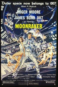 4d358 MOONRAKER Australian one-sheet '79 art of Roger Moore as James Bond & sexy babes by Gouzee!