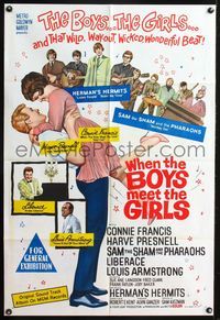 4d388 WHEN THE BOYS MEET THE GIRLS Aust 1sh '65 Herman's Hermits, Connie Francis, different art!