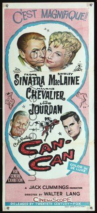 4d485 CAN-CAN Aust daybill '60 Frank Sinatra, Shirley MacLaine, Maurice Chevalier, Louis Jourdan