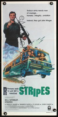 4d907 STRIPES Australian daybill '81 Bill Murray classic military comedy, art of RV by Thurston!