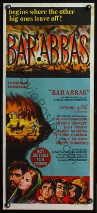 4d441 BARABBAS Australian daybill poster '62 cool different art of Anthony Quinn & Silvana Mangano!