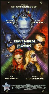 4d445 BATMAN & ROBIN Australian daybill '97 Clooney, O'Donnell, Schwarzenegger, Thurman, Silverstone